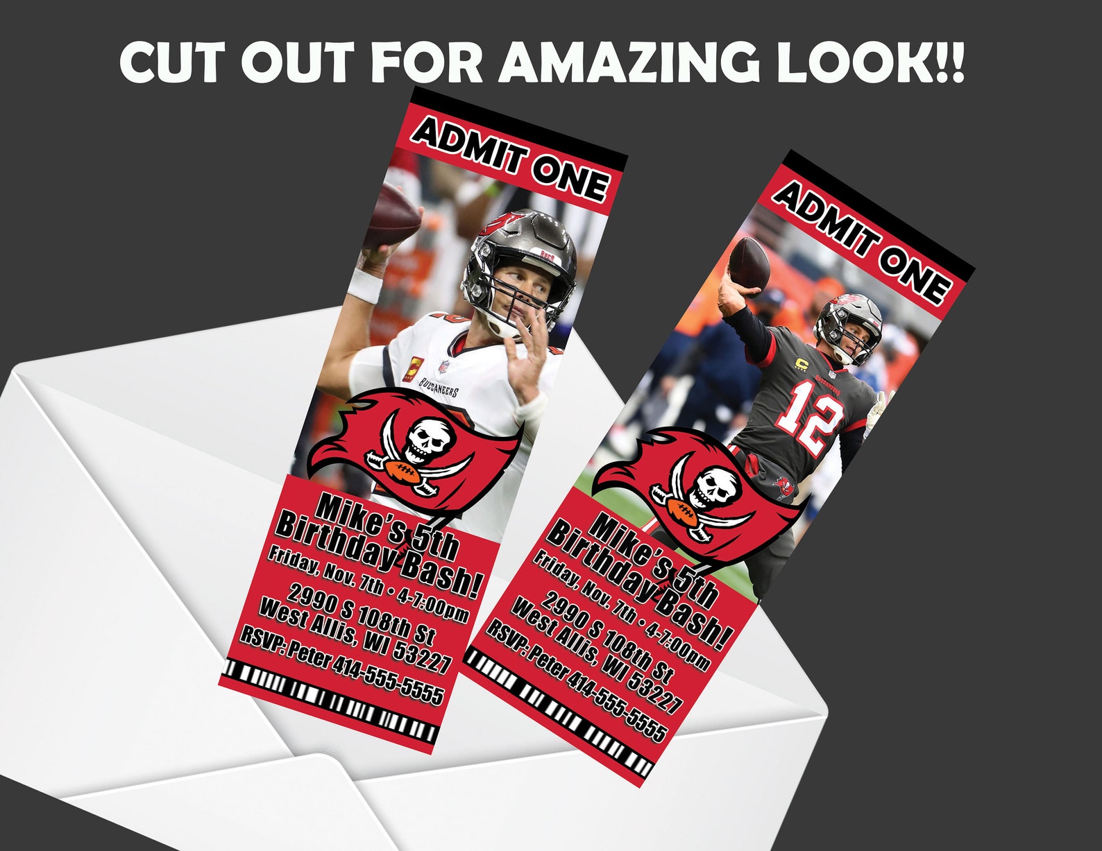 NFL Football Tampa Bay Buccaneers Ticket Birthday Invitations | Etsy