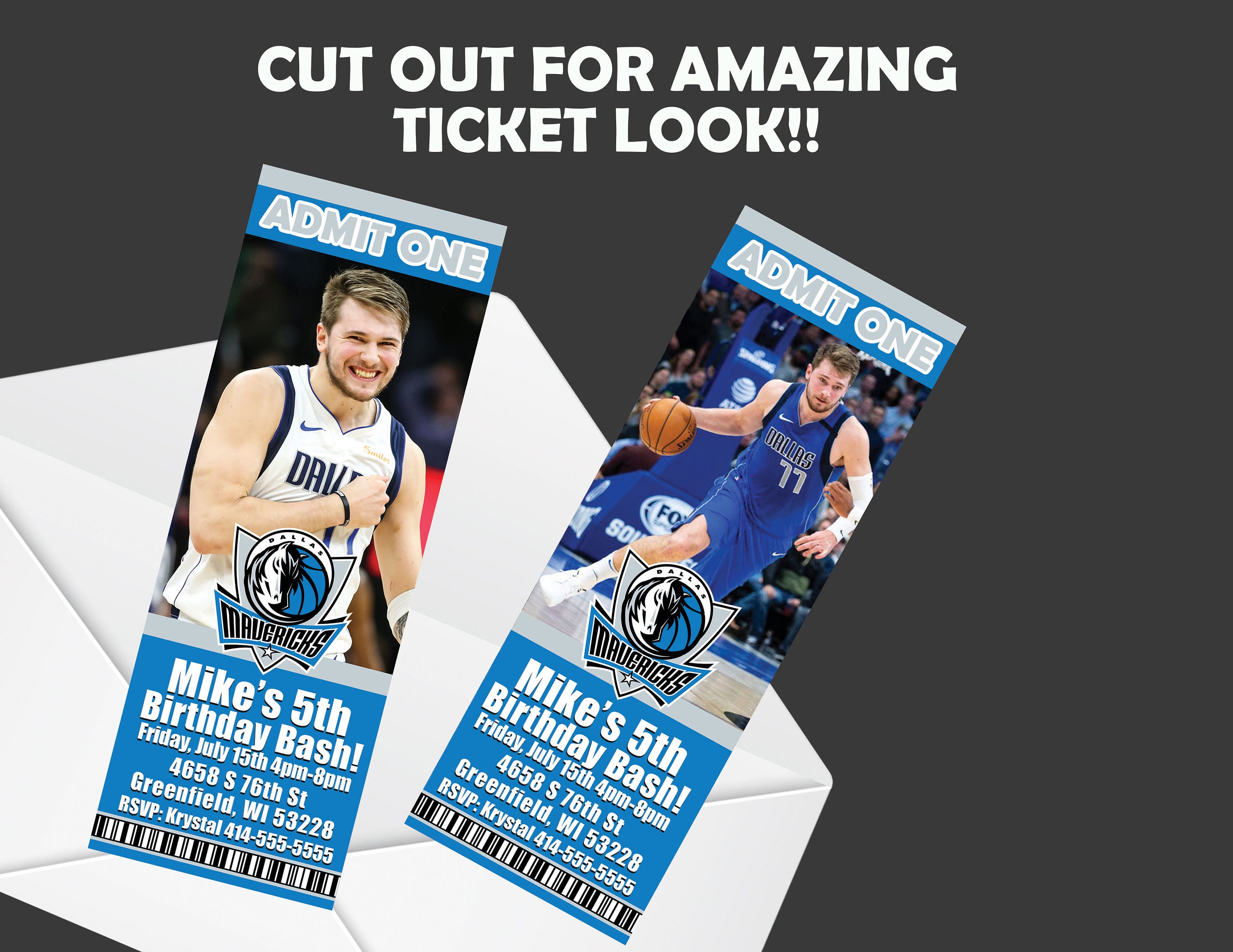 NBA Dallas Mavericks Ticket Birthday Invitations High Quality Etsy