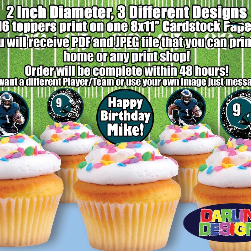 Philadelphia Eagles Cupcake Toppers - Etsy