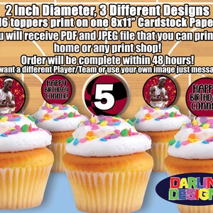 Basketball Birthday Cupcake Toppers High Quality 300 DPI You Print