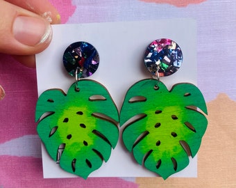 Wooden Tropical earrings