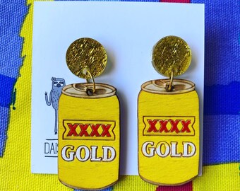 Wooden XXXX Beer earrings