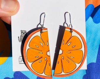 Wooden Orange slice earrings