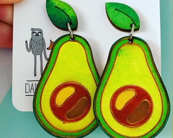 Wooden Avocado earrings