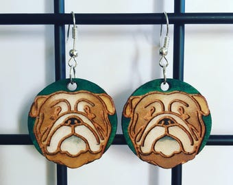 Wooden British Bulldog earrings