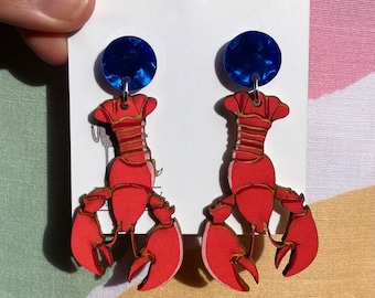 Wooden Lobster earrings