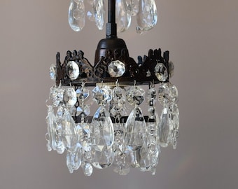 Vintage / Antique Ceiling Lighting,  French Mini Crystal Chandelier, Kitchen Lamp, Lighting  Pendant, Lights FREE EXPRESS Shipping WORLDWIDE