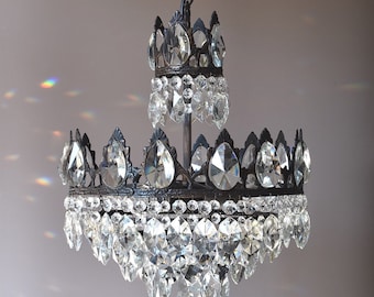 French Empire Style Vintage Crystal Chandelier, Home Living Lamp Crystal Lighting Antique Vintage  Pendant, Hollywood sparkling chandelier
