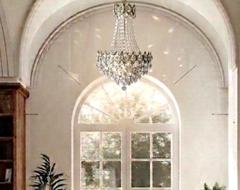 Antyczny francuski żyrandol w stylu empire: w pełni odrestaurowana lampa wisząca w stylu vintage, mosiężna lampa, bezpłatne cło na całym świecie