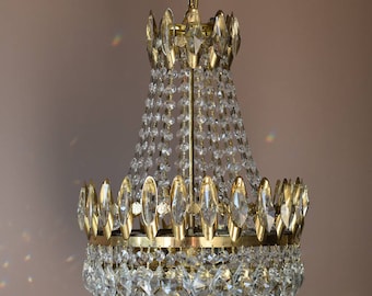 Art Nouveau Crystal Chandelier, Antique French Style Lighting Fixture