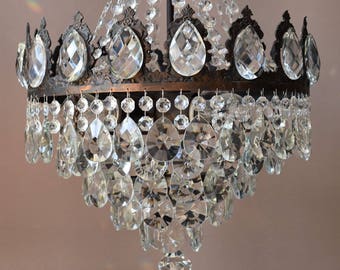 Mini Vintage Crystal Chandeliers, Antique French Crystal Lamp and Ceiling Lighting, Vintage Crystal Light Fittings, Free Shipping, Etsy Sale Mini Vintage Crystal Chandeliers, Antique French Crystal Lamp and Ceiling Lighting, Vintage Crystal Light Fittings, Free Shipping, Etsy Sale