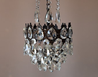 Mini Vintage Crystal Chandeliers, Antique French Crystal Lamp and Ceiling Lighting, Vintage Crystal Light Fittings, Free Shipping, Etsy Sale Mini Vintage Crystal Chandeliers, Antique French Crystal Lamp and Ceiling Lighting, Vintage Crystal Light Fittings, Free Shipping, Etsy Sale