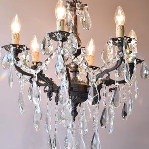 Antieke Franse vintage kristallen Hollywood-kroonluchter, balzaalplafondverlichting gotische halverlichting hanger GRATIS VS Express VERZENDING