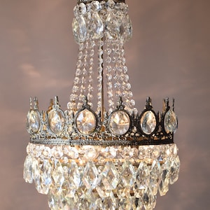 Empire Brass Vintage Crystal Chandelier, Lighting Antique Hanging Pendant French Vintage Crystal Chandelier, Affordable Chandelier Lamp