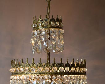Empire Crystal Chandelier for Homes and Offices, Antique French Vintage Crystal Chandelier
