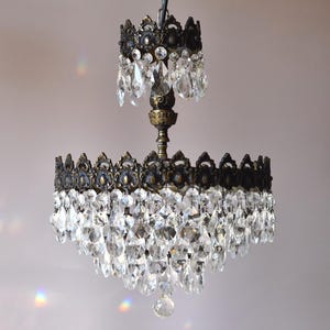 Antieke koperen lamp Franse stijl vintage kristallen kroonluchter hal keuken kroonluchter lichtpunt hanger verlichting GRATIS VS EXPRESS verzending