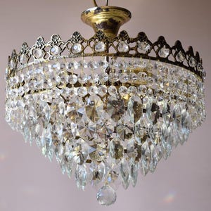 Antique Brass crystal chandelier semi flush lighting for homes Low Ceiling Chandelier French Style Light Crystal lamp French Ceiling lamp