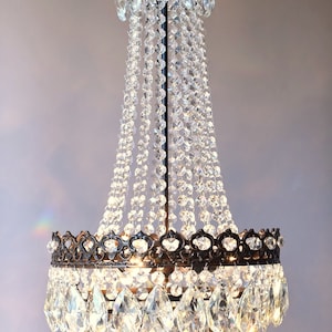 Originele kroonluchter antieke Franse vintage kristallen kroonluchter, interieurlamp hanglamp plafondlamp GRATIS EXPRESS VERZENDING