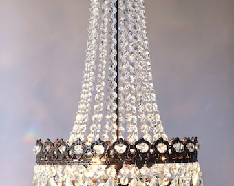 Original Chandelier Antique French Vintage Crystal Chandelier, Home Decor Lamp Pendant Ceiling Light Fixture FREE EXPRESS SHIPPING