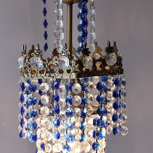 Mini chandelier blue crystal pendant Lustre Antique French Style Chandelier Vintage crystal Chandelier, Lighting FREE USA Shipping Worldwide