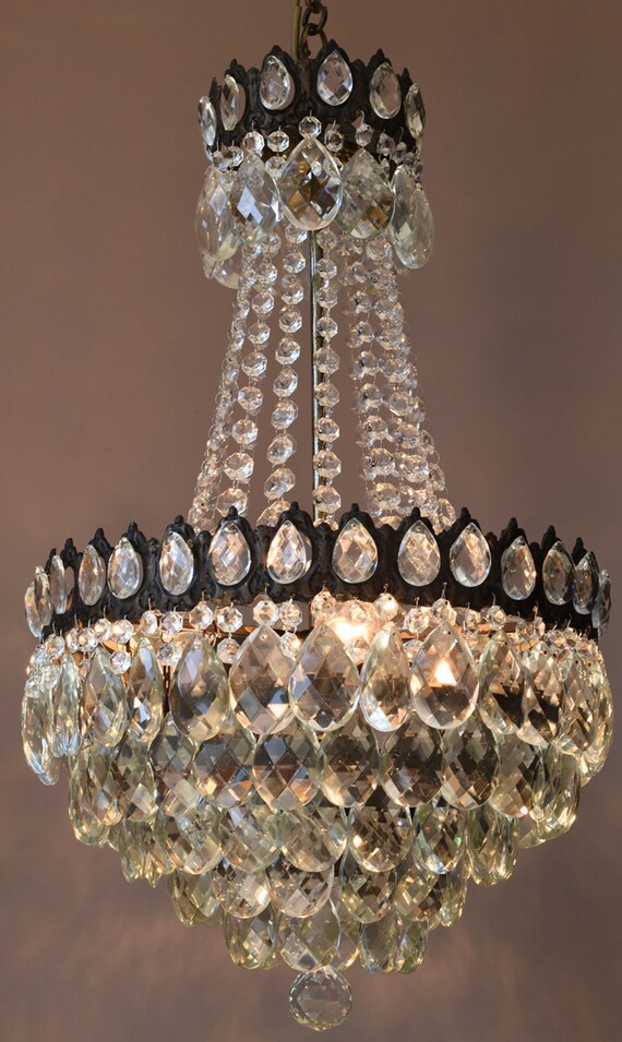 Two Lamps Crystal Kitchen Island Lighting Antique French Vintage