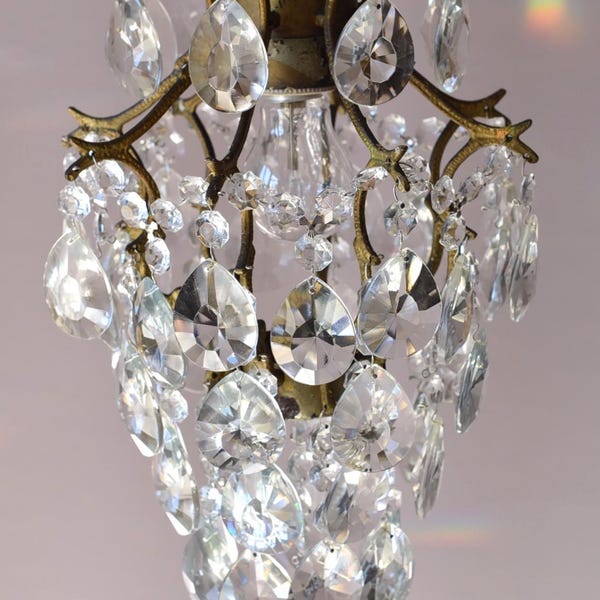 Small caged Vintage Crystal Chandelier Antique French Style Ceiling Pendant dining room lounge light Ceiling wall lamp home Decor lighting