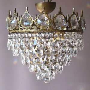Crystal Semi Flush Chandelier Vintage Crystal lighting, Antique French Style Home Light, pendant lamp light Indoor light, bar kitchen light