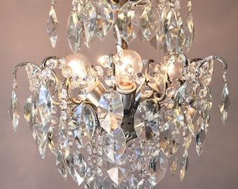 Silver Antique Brass light, Vintage home and living Pendant Vintage Crystal Chandelier, Ceiling Lighting, Light Fitting, Indoor lamp light