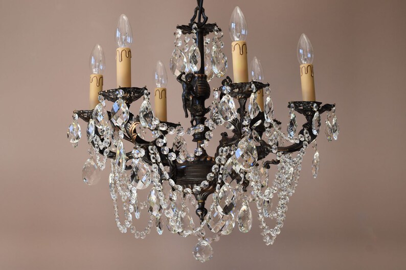 6 Arm Antique French Vintage Crystal Chandelier Ceiling Etsy