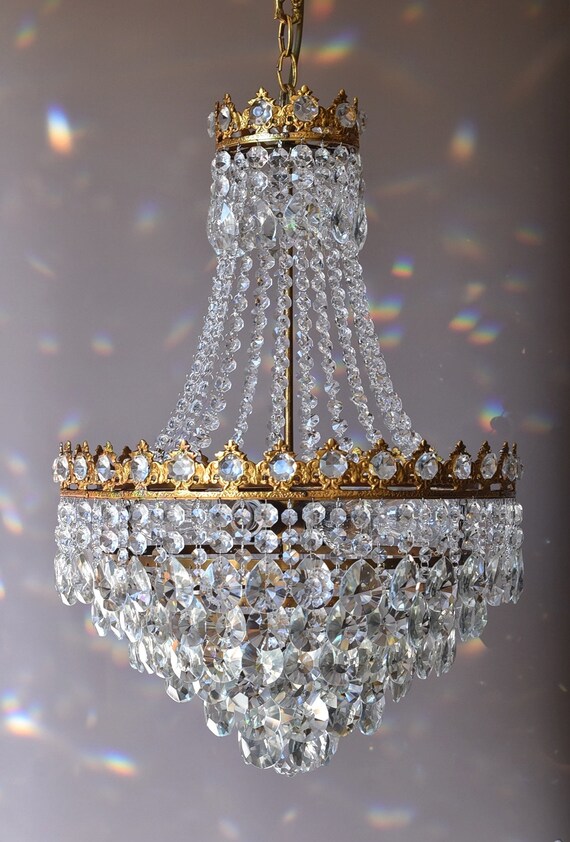 Large antique crystal chandelier deals