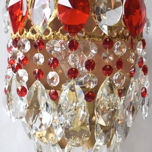 Two MATCHING Wall Lights CLEAR Crystal Sconces, Vintage Crystal Chandelier Pendant Light Ceiling Indoor Home Lighting Fitting