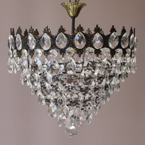 Brass  Semi-Flush mount Chandelier Chandelier Antique French Vintage Crystal Chandelier Pendant bar Kitchen ceiling lighting home interior