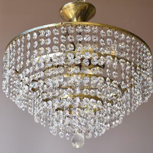 Antique brass chandelier, vintage crystal pendant, Lamp, Vintage crystal Chandelier, Low Ceiling Flush Hanging ceiling Pendant indoor light