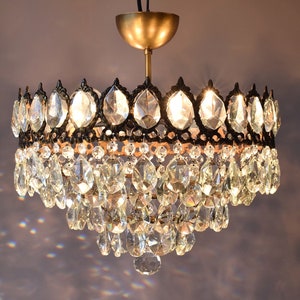 VERKOOP Semi Flush Lamp antieke Franse stijl kroonluchter, vintage kristallen kroonluchter, laag plafond hanger GRATIS USA Express Shipping wereldwijd
