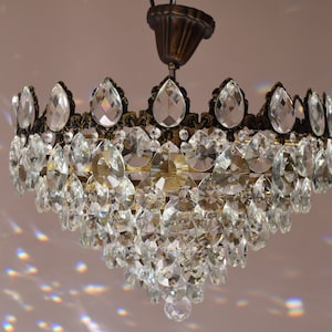 antieke Franse stijl vintage kristallen kroonluchter grote flush laag plafond home verlichting hanglamp licht gratis express verzending wereldwijd