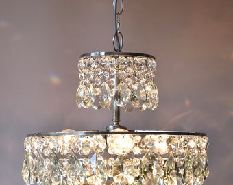 Silver Antique French Style Chandelier, Vintage Crystal Lighting for home Interior• DUTY FREE [USA]