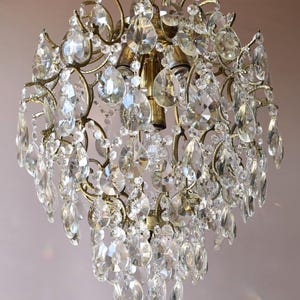 LARGE Ornate Vintage Crystal Chandelier, Antique style Ceiling Lighting, Wedding Bridal pendant home Lamp interior decor hallway Brass Light