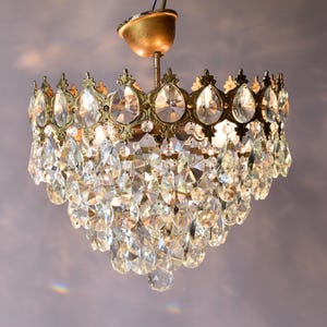 SALE Vintage crystal chandelier semi flush lighting for homes Low Ceiling Chandelier Antique French Style Light Crystal French Ceiling Lamp