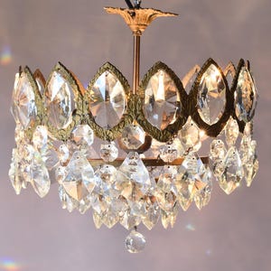 Ceiling Lighting Semi Flush CHANDELIER Vintage Crystal pendant, Antique French Style Light fixture Home pendant lamp light, Indoor Bar light