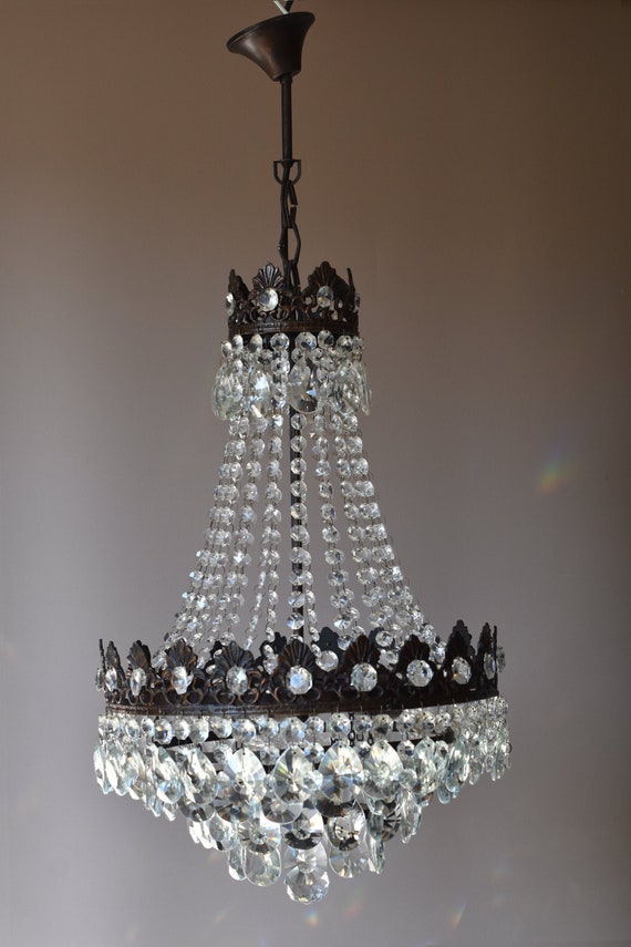 イギリス アンティーク シャンデリア 真鍮製 クリスタルガラス イギリスで出会った真鍮アンティークシャンデリア（3灯）（E17