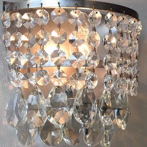 TWO SILVER MATCHING Wall Lights, Antique style Sconces Vintage Crystal Chandelier Light fixture, Ceiling Home Lighting Fitting Brass lamp