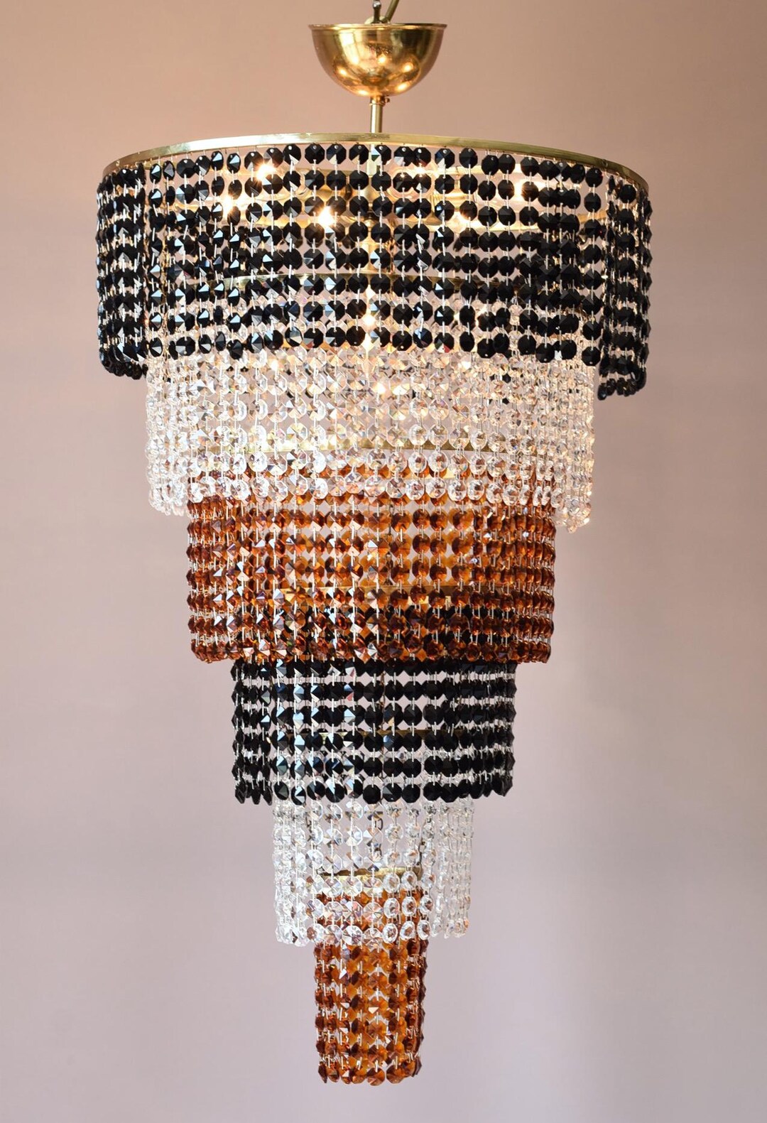 Multi Colour Light Fixture, Antique Brass Crystal Lighting, Ceiling ...