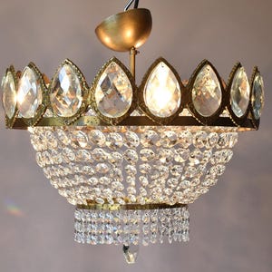 Semi Flush Chandelier Purse Vintage Crystal lighting, Antique French Style Home Light, Living room pendant lamp Lustre FREE USA Shipping