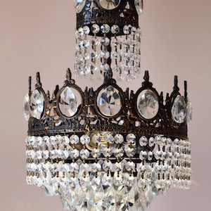 Franse antieke vintage kristallen kroonluchter in Franse Empire-stijl, hal, keukenlamp, hanger, plafondverlichting, GRATIS VS EXPRESS verzending