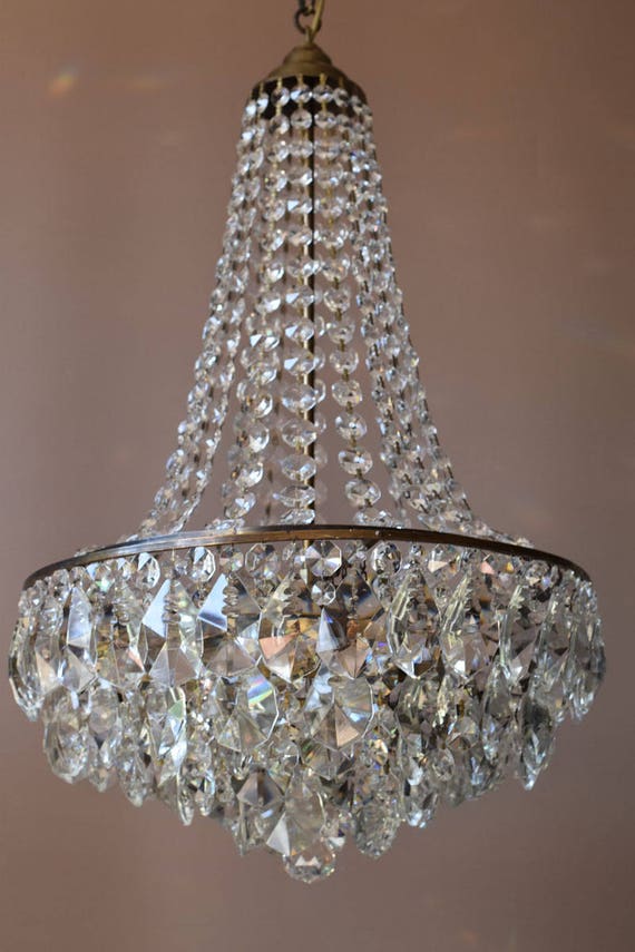 Empire Waterfall Antique French Vintage Crystal Chandelier Etsy