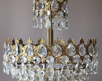 Empire French Style Vintage Crystal Chandelier, Lighting Antique Hanging Pendant Vintage Crystal Chandelier, Spring Sale Chandelier Lamp