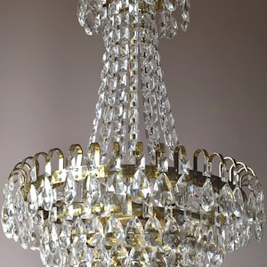 Antieke kristallen kroonluchter, vintage plafondverlichting voor thuisinterieur, binnenhanger, messing sierlijk licht, verlichting, GRATIS EXPRESS verzending