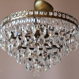 Semi Flush Lamp French style Chandelier, Vintage crystal Chandelier, Ceiling Flush Pendant Hanging pendant home decor interior light fixture
