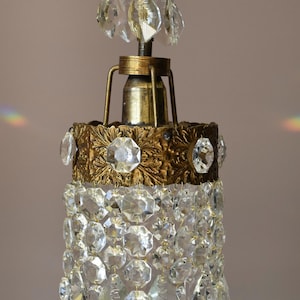 Mini vintage kristallen kroonluchter, antieke Franse kristallen lamp, bruiloftverlichting, keukenhanglamp messing licht, GRATIS EXPRESS verzending WERELDWIJD