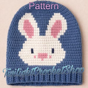 Easter Bunny Beanie Crochet Pattern | Bunny Graph Beanie | Bottom-Up Crochet Hat | Multiple Sizes | Instant Download PDF
